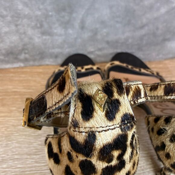 Sam Edelman Patti Open Toe Leopard Print Calf Hair High Heels Sandals Size 6 - Picture 13 of 13